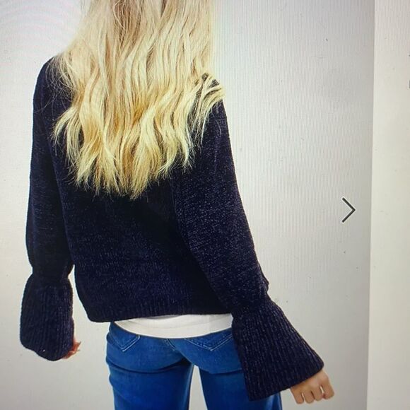 Wild Flower Chenille Sweater with Fluted Sleeves - Picture 8 of 8